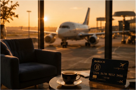 Premium airport lounge overlooking an aircraft at sunset